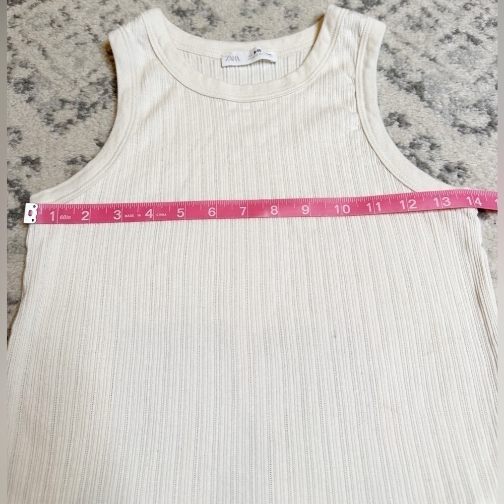 Zara Sleeveless Cream Sweater Tank Top Size 9/10 - Picture 5 of 10